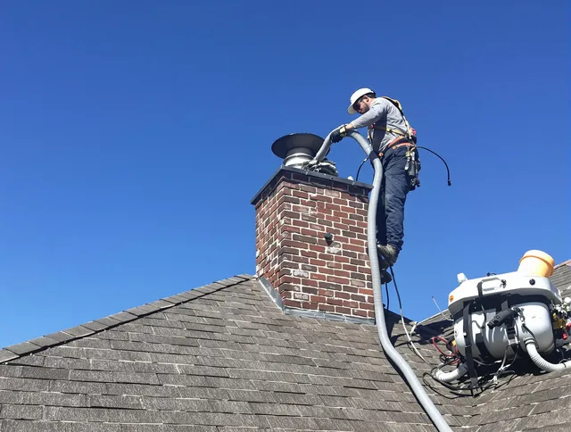 Dedicated Seal Beach Chimney Sweep team member cleaning a chimney in Seal Beach, CA