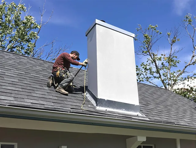 Seal Beach Chimney Sweep team member finishing chimney construction in Seal Beach, CA
