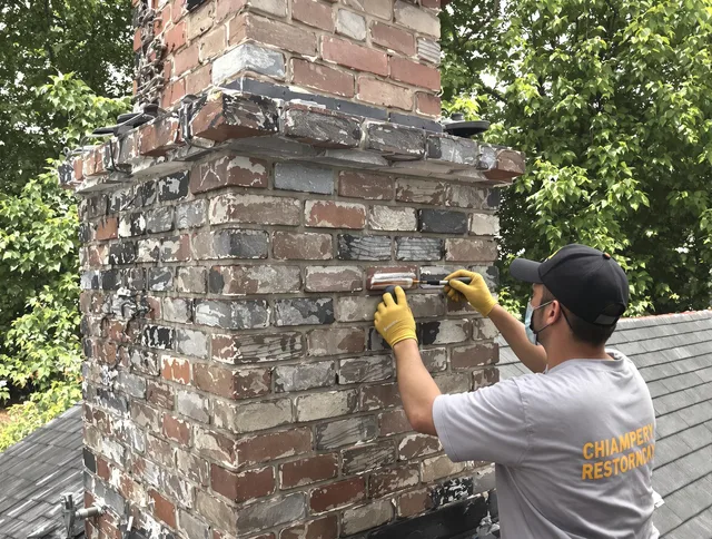 In-progress chimney restoration by Seal Beach Chimney Sweep in Seal Beach, CA