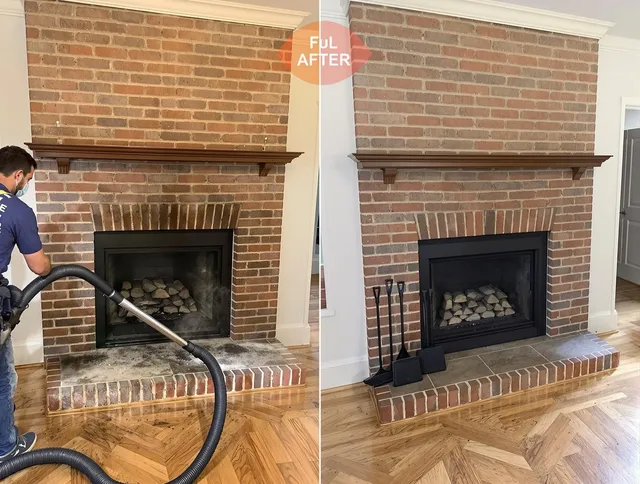 Seal Beach Chimney Sweep carefully sanitizing a fireplace in Seal Beach, CA