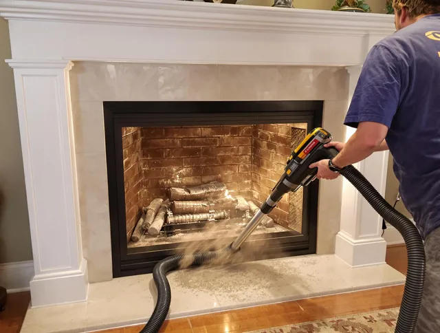 Fireplace cleaning performed by Seal Beach Chimney Sweep in Seal Beach, CA